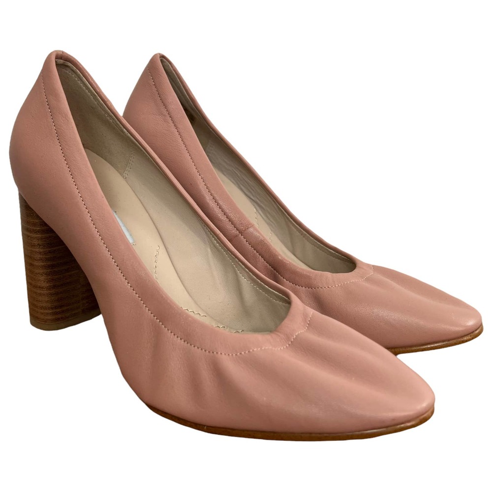 Clarks Narrative Blush Pink Pumps Size 8.5 Leather Stack High Heels Cushion